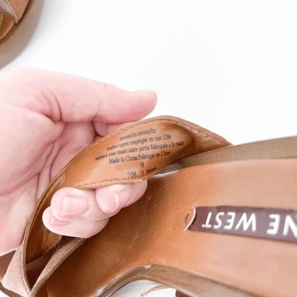 Nine West Womens Maylin Suede Leather Crisscross Strap Wedge Sandals Brown Size - Picture 6 of 7